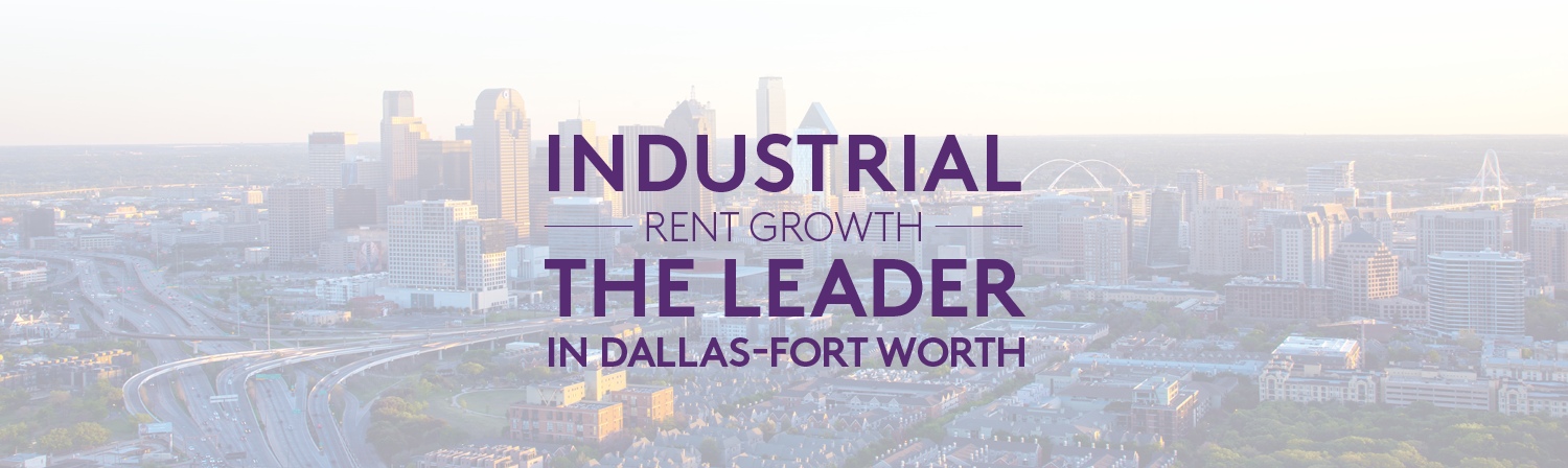 Image of Dallas-Fort Worth, Texas with a text overlay reading: "Industrial Rent Growth the Leader in Dallas-Fort Worth"