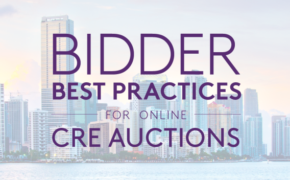 Image of a cityscape with "Bidder Best Practices for Online CRE Auctions: A Guide to Assist Prospective Purchasers" overlaid