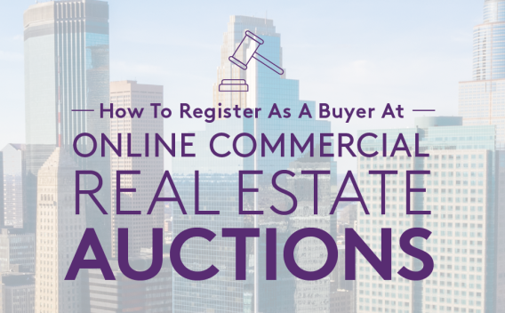 Image of the Los Angeles skyline with a text overlay reading: "How to Register as a Buyer at Online Commercial Real Estate Auctions"