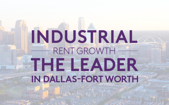 Image of Dallas-Fort Worth, Texas with a text overlay reading: "Industrial Rent Growth the Leader in Dallas-Fort Worth"