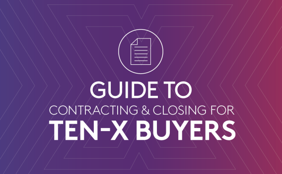 Gradient header reading: "Guide to Contracting and Closing for Ten-X Buyers"
